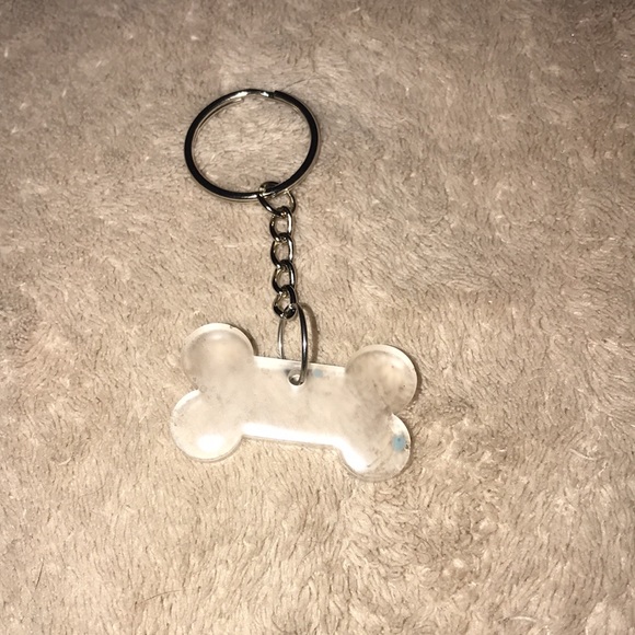 Custom epoxy mini bone 🦴 keychain with blue dots - Picture 2 of 3